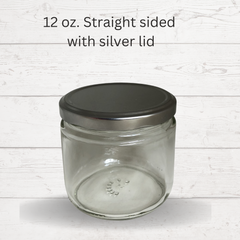 12 oz. Straight Sided Jar with Silver Lid