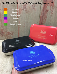 Personalized 9x13 Cake Pan with Colored Engraved Lid